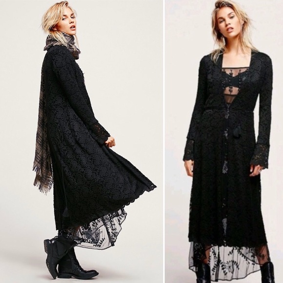 black lace duster coat
